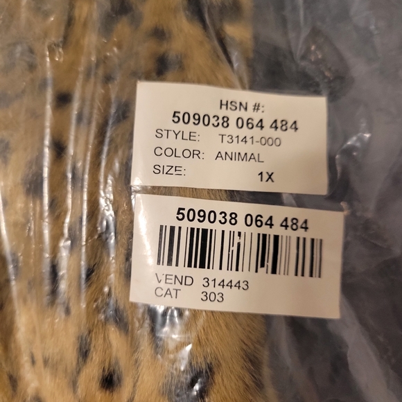 Terry Lewis vintage faux fur vest sx 1X animal print zip up front with 4pockets - Picture 7 of 7